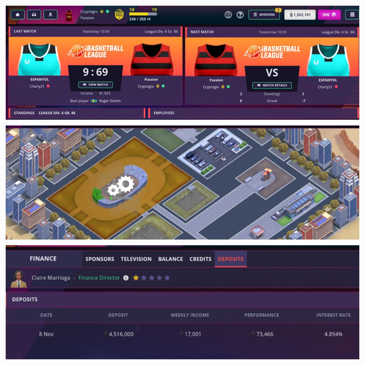 CryptoGi0's tweet photo. Someone tell this guy to delete the game pls🤣
@ibasketmanager 

- This gonna be our 4th match 🤔💀
- Arena Upgrade = more money 💵🏟
- Made $73.466 on my Deposit 🥳💥

Who wants to play a friendly match?😈
#IBM3 #Web3Gaming #Basketbal #NBA #F2P https://t.co/0mQk2Zhwwn