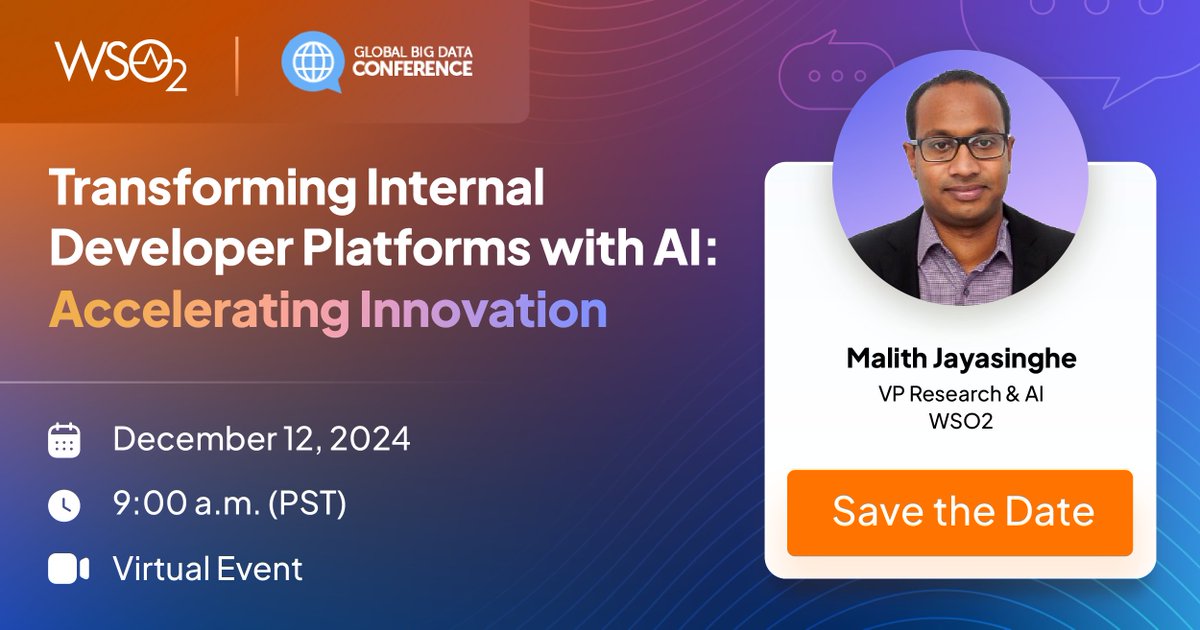 openchoreo's tweet photo. Join @malithjayasing1 at the Global AI Conference as he explores how AI revolutionises Internal Developer Platforms by reducing cognitive load, automating tasks, and enabling seamless cloud-native app development. https://t.co/jARPDKlRPQ
