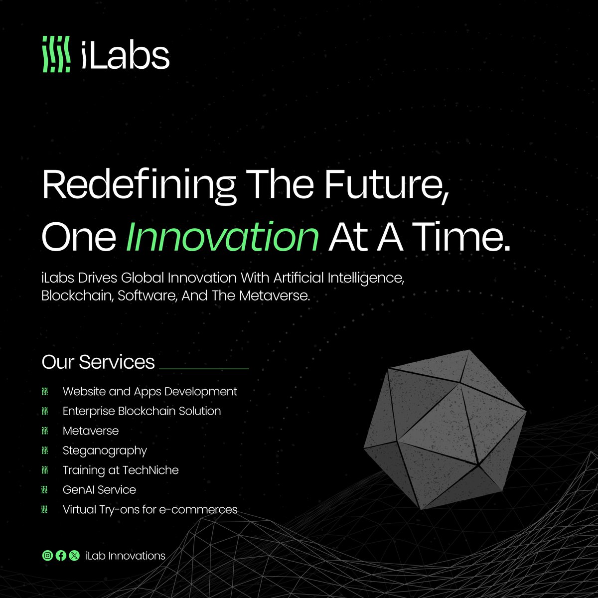 ilabsglobal's tweet photo. In the world of tech, there are problems that need to be solved to ease workflow, and we've got just the thing. 👍.

Introducing ilabs:
Our AI and blockchain solutions streamline operations and enhance security.
.
 Let's innovate together! 🤝
One innovation at a time 💪
#iLabs https://t.co/KtNyzKGNqH