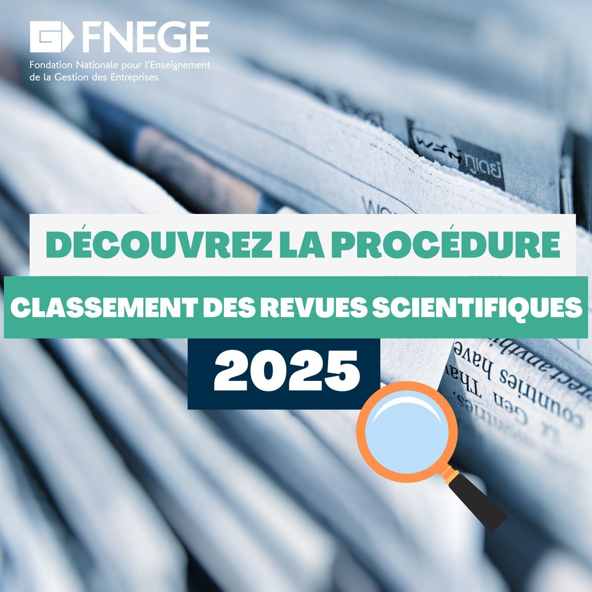 📣 Ouverture de la procédure du classement des revues scientifiques en sciences de gestion et management 2025

Date limite de retour des questionnaires : 
🌍 revues internationales : 06/01/25
🇫🇷 revues francophones : 13/01/25

Infos sur la procédure : buff.ly/3zYeN9q