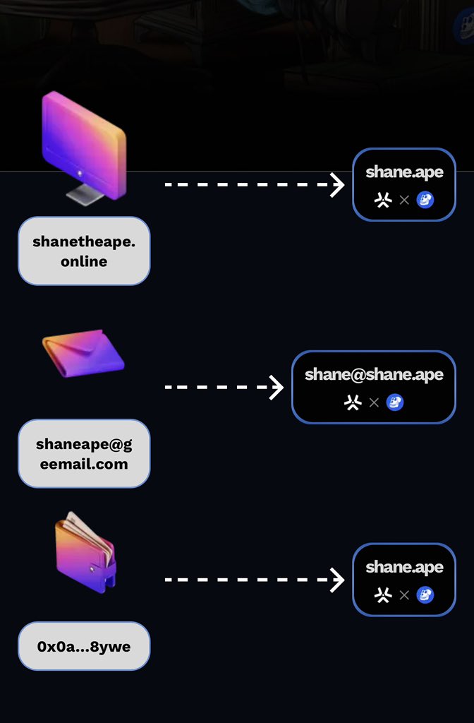 ClassicZeek's tweet photo. Ape Names can be used all across web2 and we3 which is also compatible with emails,username,DNS Doman and multichain wallet channel. This makes all transactions so smooth and is very secure to use. https://t.co/zXxkK2EvxO