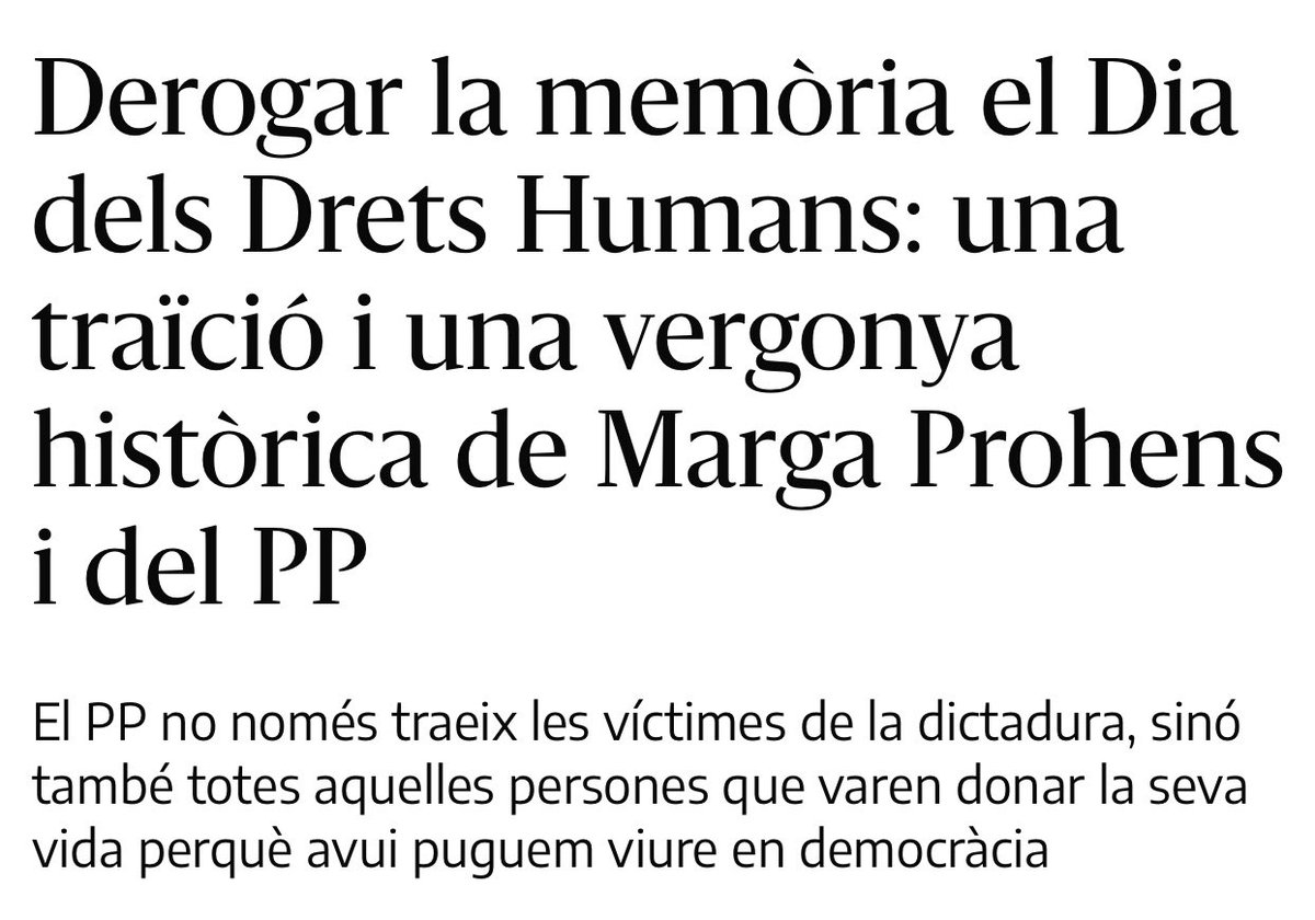 psibpsoe's tweet photo. ☕️Bon dia!

✊Avui és un dia clau per a la memòria democràtica a les Illes Balears

Vos deixam aquest article del nostre diputat @OmarLamin 

🗞️ Derogar la memòria el Dia dels Drets Humans: una traïció i una vergonya històrica de Marga Prohens i del PP

🔗 https://t.co/lzHHCRvWOF https://t.co/eC6QWiMzKh