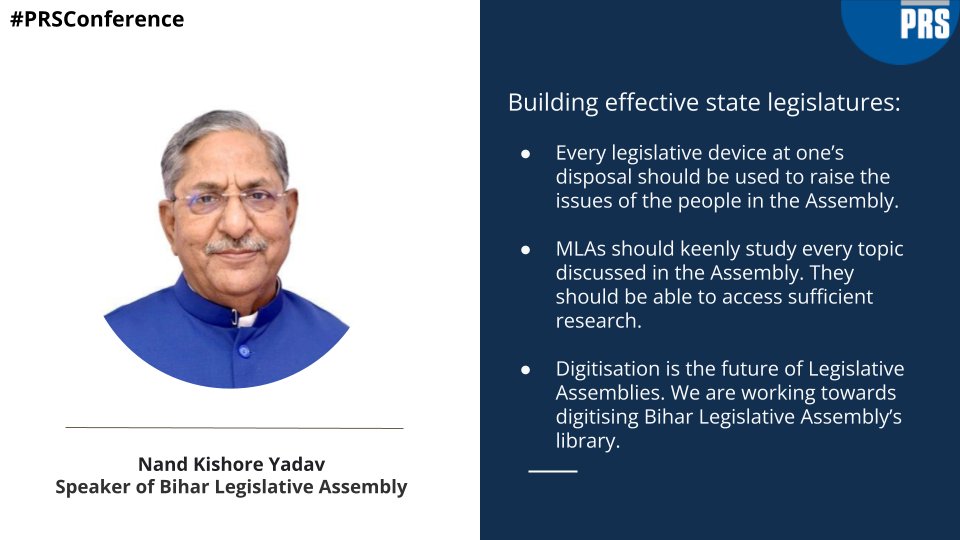 PRSLegislative's tweet photo. @nkishoreyadav on Building Effective State Legislatures at #PRSConference https://t.co/fPXT6X5swI