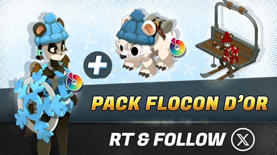 DofusTouch's tweet photo. ⛷️ Adepte de la poudreuse fraîchement tombée et du fromage fondu odorant ? Le Pack Flocon d'Or est idéal pour cette période de l'année !

🔁 RT + Follow pour tenter de remporter un pack Flocon d'Or ! https://t.co/4zeJSGAaU3