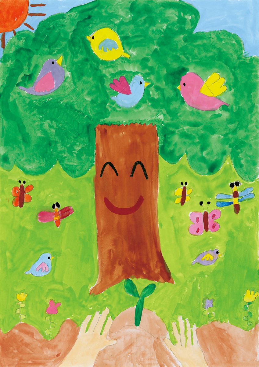 令和７年緑化キャンペーンポスター
【銅賞】
今治市立波方小学校　４年
森山　凜乃（もりやま　りの）さん
#愛媛の森林基金
＃緑化キャンペーン