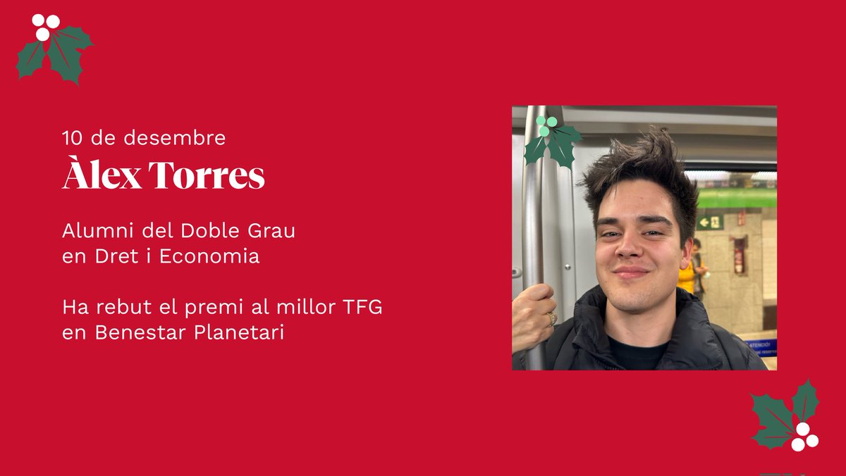 🎁 <a href="/alextorresc_/">Álex Torres</a> és el protagonista d'avui del Calendari d'Advent #2024AmbUllsUPF.

Entra i coneix les seves prediccions per al 2025 en l'àmbit de la sostenibilitat.

👉  bit.ly/AdventAlumni