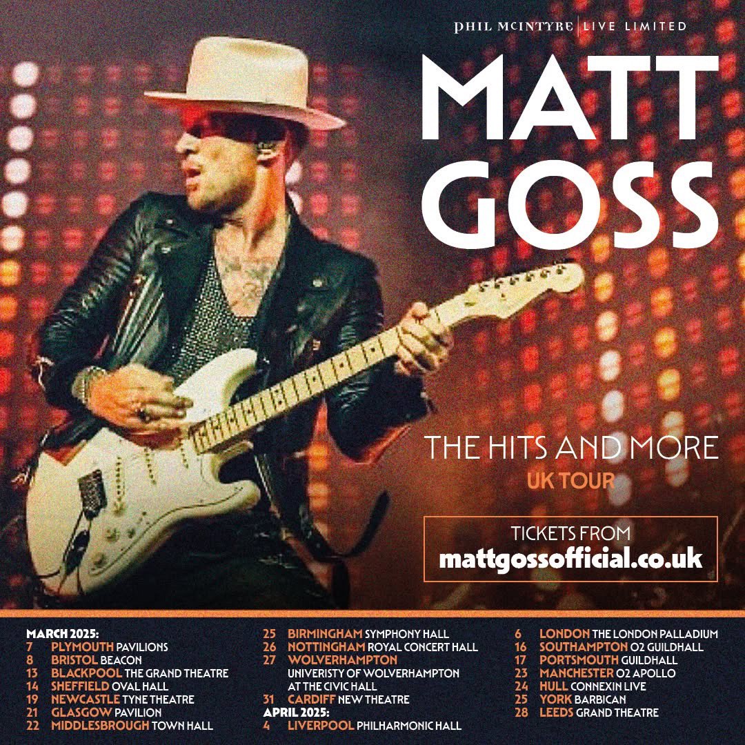 Tickets on sale this week. Can’t wait to see you ALL! X 
mattgossofficial.co.uk