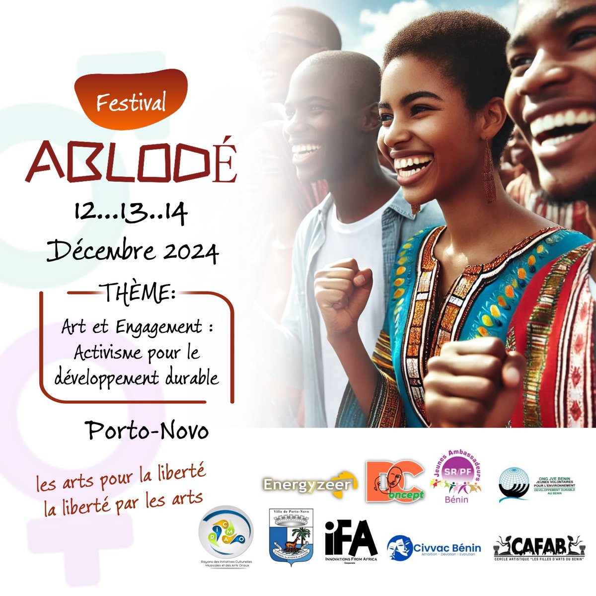 energyzeer's tweet photo. Festival ABLODÉ 
Porto-Novo les 12, 13 et 14 Décembre 2024. Un évènement de mobilisation artistique et d'engagement de la jeunesse axé sur la justice reproductive ; la justice sociale et la justice climatique. 
#FestivalAblodé #DSSR #Energyzeer https://t.co/K3Gt0Qxzlz