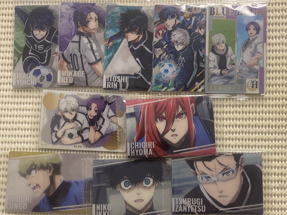 【譲渡･交換】ブルーロック ウエハース4

譲：潔 玲王 凛 千切 二子 残鉄 雷 凪&amp;玲王

求：凪単体(VR優先) / R士道1

本日池袋お手渡し>郵送/後日
VR↔︎士道は不可
Nは複数提供可能
お気軽にお声掛けください◎