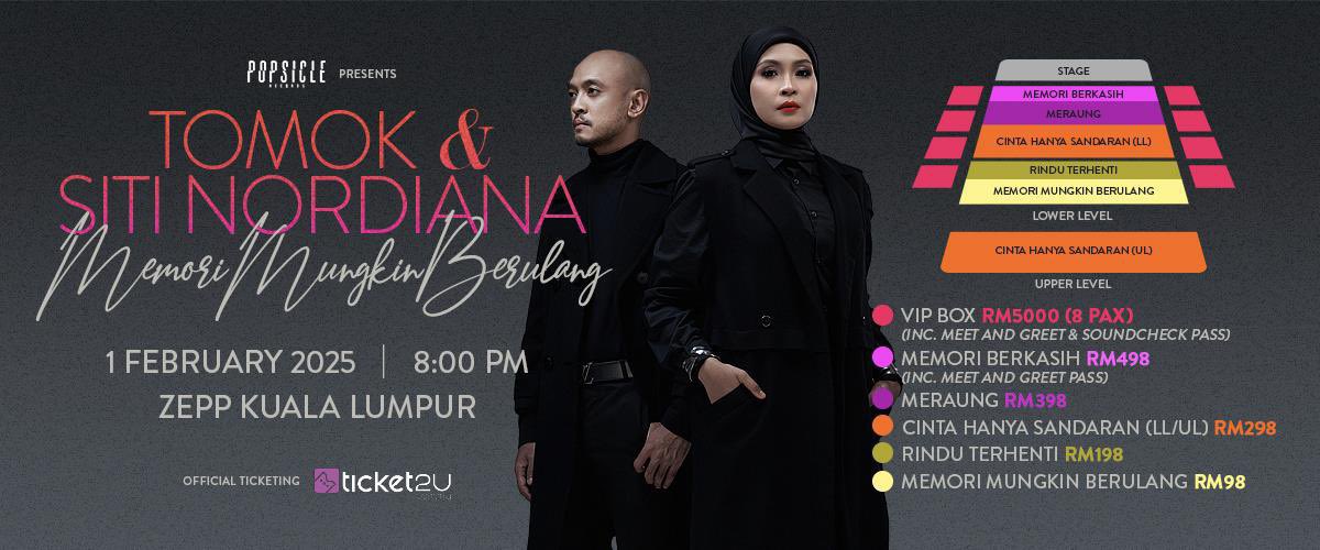 Syaliza_along's tweet photo. WTS  (please RT 🙏🏻)

KONSERT MEMORI MUNGKIN BERULANG
TOMOK &amp; SITI NORDIANA

2 x Tiket
ZONE : Memori Berkasih - RM510 per tix inc fee
Benefit : Meet &amp; Greet
Seat No A17 &amp; A18
(depan Stage &amp; Center)
Siapa berminat bleh pm ok
Serious buyer 
❌ back out
#KonsertMemoriMungkinBerulang https://t.co/2WtcNi1MiS
