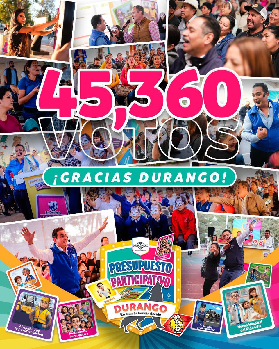 josejoseantonio's tweet photo. ¡Gracias Durango! 🤩🐺

Con el voto 🗳️ de la gran familia en el #PresupuestoParticipativo, cumplimos más sueños ✨ porque, ¡el futuro contigo! 🫵🏽 🦂 https://t.co/LsccIU3OYb