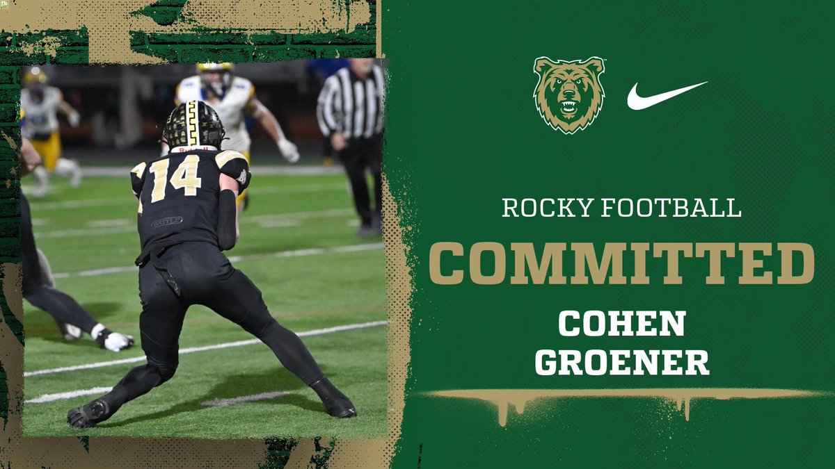 CohenGroener's tweet image. After careful consideration, I am excited and blessed to announce my commitment to @Rocky_Football! Thank you to every Coach, Teacher and of course my family for getting me to this point! #bearraid #darkside ⛰️🐻
@Coach_Stutz @CoachBroderickT
@ImCoachO @TheCoachRuss…