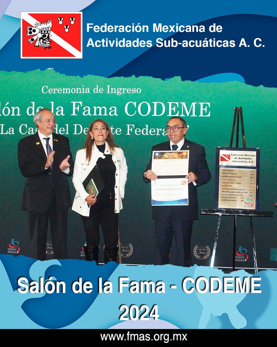 FMAS_Mx's tweet photo. 🌟🤿 ¡Nueva generación de leyendas! 🤿🌟
@IrinaBorja, Miguel Fuentes y Francisco Uribe, de actividades sub-acuáticas, ingresan al #SalóndelaFama de la @CODEMEOficialMX 

#SoyFMAS 

https://t.co/PKm8hQA9Zh https://t.co/KHbaTjH08F