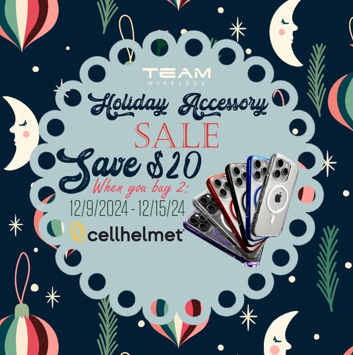 JackThePhoneGuy's tweet image. 🎄🎁 This week’s @TEAM_Wireless Holiday Accessory Sale is here, and @cellhelmet’s got your phone’s back!

📱 Buy ANY 2 and save $20—choose from privacy screens, magnetic dash mounts, cases, &amp;amp; more!

Stock up now and protect what matters! 💪 #CellHelmet #HolidayDeals