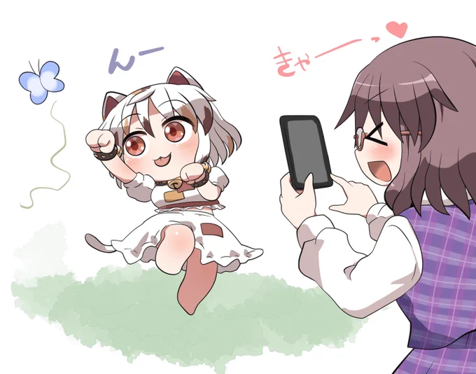 ダンシングネコチャンと喜ぶ女子高生 #おは東方 