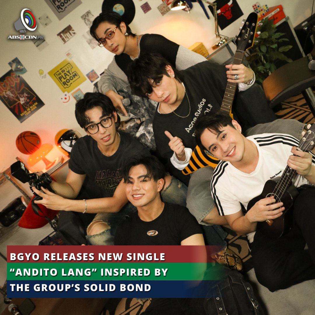 ABSCBNpr's tweet photo. .@bgyo_ph has dropped a new song called “Andito Lang,” inspired by its members, Gelo, Akira, JL, Mikki, and Nate’s strong bond as a group and their collective experiences.

Read: https://t.co/kt2iJBVHCM https://t.co/F1WDOWFdHv