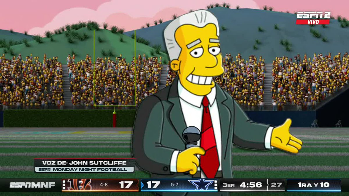 nflmx's tweet photo. 300 Monday Nights y ¡hasta su versión simpson! 🇲🇽🎙️

El buen @espnsutcliffe ya también anda dando updates desde Springfield 😅🏈

📺: @ESPNmx / @disneyplusla 

#NFLMX | #FundayFootball https://t.co/A4z4mEcoTt