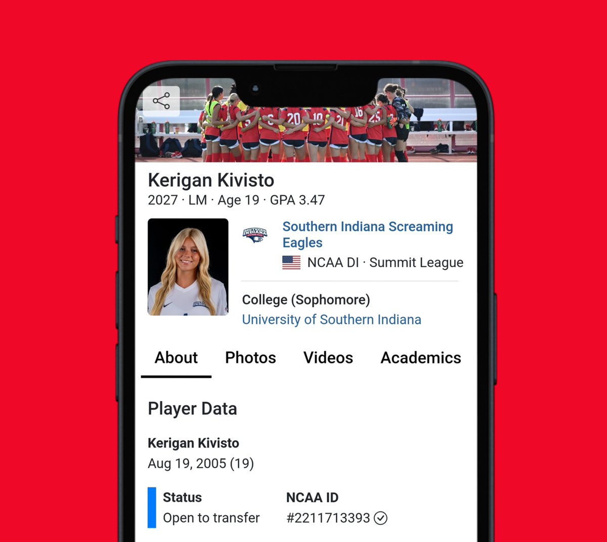 💥Player Spotlight: @kerigankivisto

⚽️ 2027 · Left Midfielder
🏟️ <a href="/usiwsoc/">usi women's soccer</a>
📍 Evansville, IN

🔗internespo.com/profile/keriga…

#Open to Transfer: Kerigan is looking for new opportunities, reach out and connect with her!

#YouthSoccer #GA #ECNL #ECNLGirls #CollegeSoccer