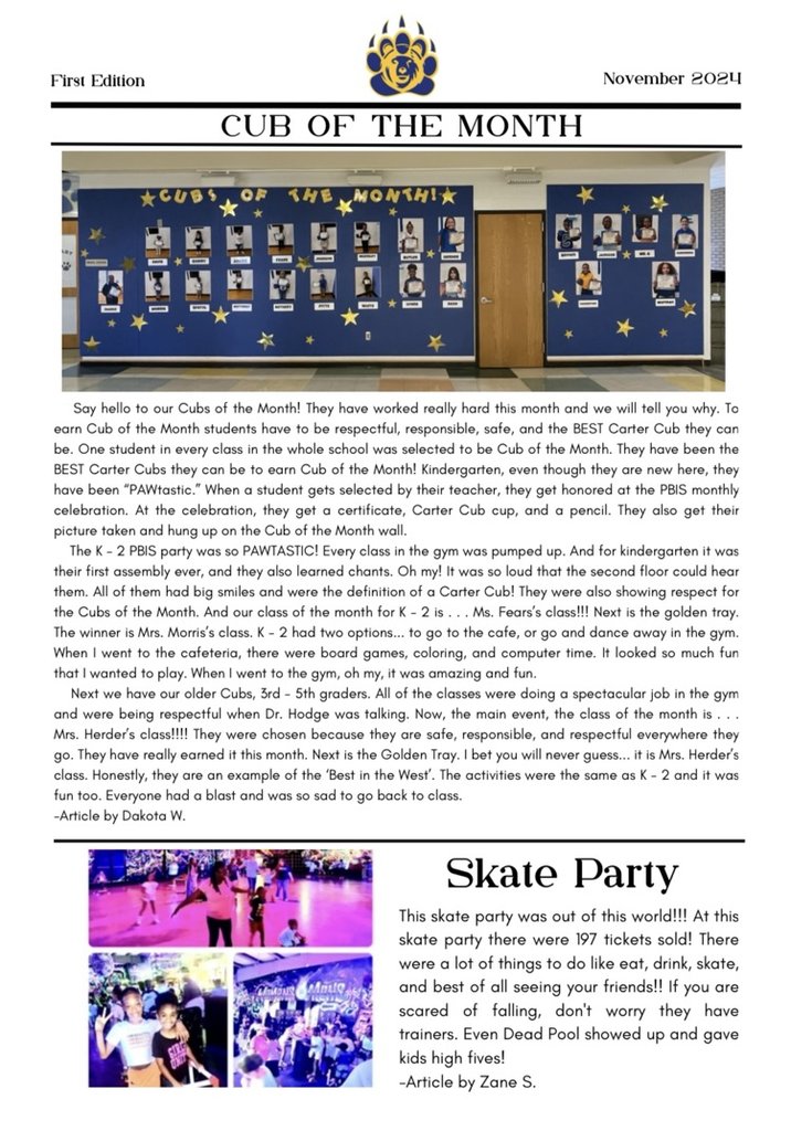 So proud of our 5th grade journalists who published the very first edition of the Cub News Quarterly! Check it out! drive.google.com/file/d/1x6R1Ym…
#bestinthewest