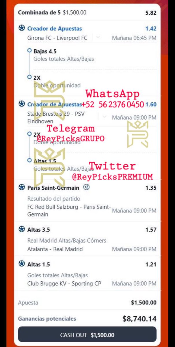PickCristianRey's tweet photo. JUGADA $150K + PARLAY BOMBA PARA LA CHAMPIONS LEAGUE 🏆⚽️

Aquí tienen de regalo la mejor jugada para mañana de ILUMINATI PICKS 🧙‍♂️

Se las comparto de una vez para que todos la puedan colocar 💰✅✅✅ https://t.co/TupglSH9Ji
