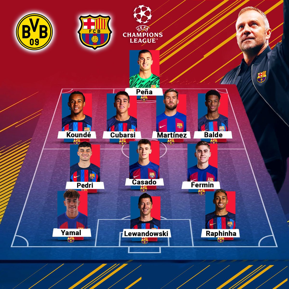 Fcb_lineup's tweet photo. Ideal lineup against Dortmund 🔴🔵 #barçaDortmund https://t.co/swxuCf2dnC
