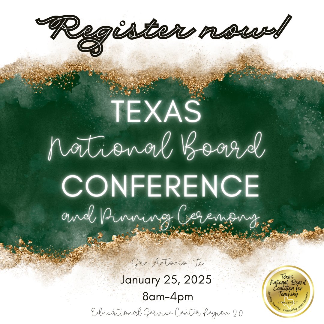 Join us January 25, 2025 from 8am-4pm in San Antonio, Tx. Register today!  txnbct.wildapricot.org
#texasteaching #Accomplishedteaching <a href="/nbpts/">National Board</a> <a href="/TexasNBCT/">TexasNBCT</a> <a href="/ESCRegion20/">ESC Region 20</a>