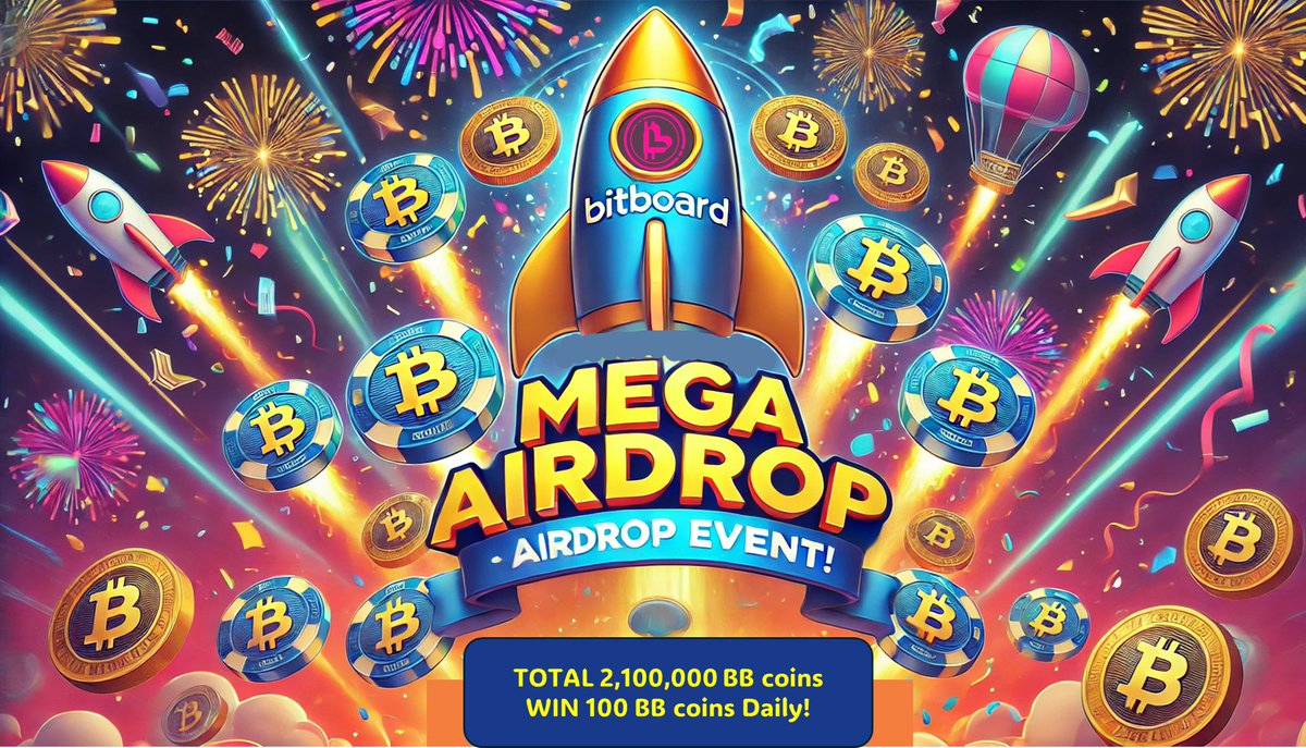 bitboardtop's tweet photo. 🚨 Bitboard & https://t.co/ZRMg31Padu Mega Airdrop Event is Live! 🎉
The opportunity to earn BB Coins is finally here! 🚀✨
🎁 Rewards:
➪ Every day, 3,000 random participants will be selected to receive 100 $BITBOARD coins each.
=> A total of 2,100,000 BITBOARD coins have been allocated for the community.

✅ How to Participate:
1️⃣ Follow Bitboard on X (Twitter).
2️⃣ Join the Bitboard Telegram community.
3️⃣ Submit your wallet address.
📅 Event Period: December 10th to 17th (UTC)
💰 Reward Distribution: 3,000 participants will be randomly selected daily and rewarded with 100 $BITBOARD coins each.
Join now through the link below!
➡️ Airdrop Link: https://t.co/BuNsXV0BkS

Participate daily for more chances to win! 🎁✨
Don’t miss this special opportunity to earn BB Coins!
#Bitboard #BBcoin #GateioListing #MegaAirdrop