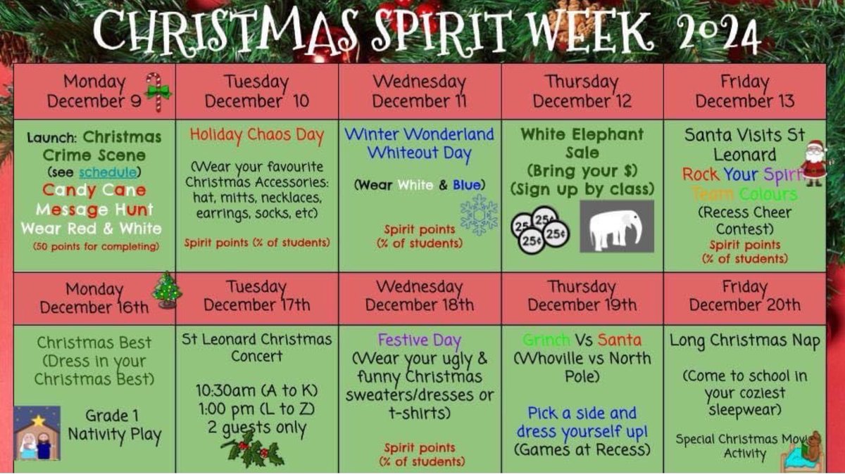 Kinder C @ St. Leonard (@leokinderc) on Twitter photo Check out the spirit week events happening at <a href="/StLeonardOCSB/">St. Leonard School</a> 🎄 #ocsb #ocsbSpiritWeek #ocsbChristmas Check out the spirit week events happening at <a href="/StLeonardOCSB/">St. Leonard School</a> 🎄 #ocsb #ocsbSpiritWeek #ocsbChristmas