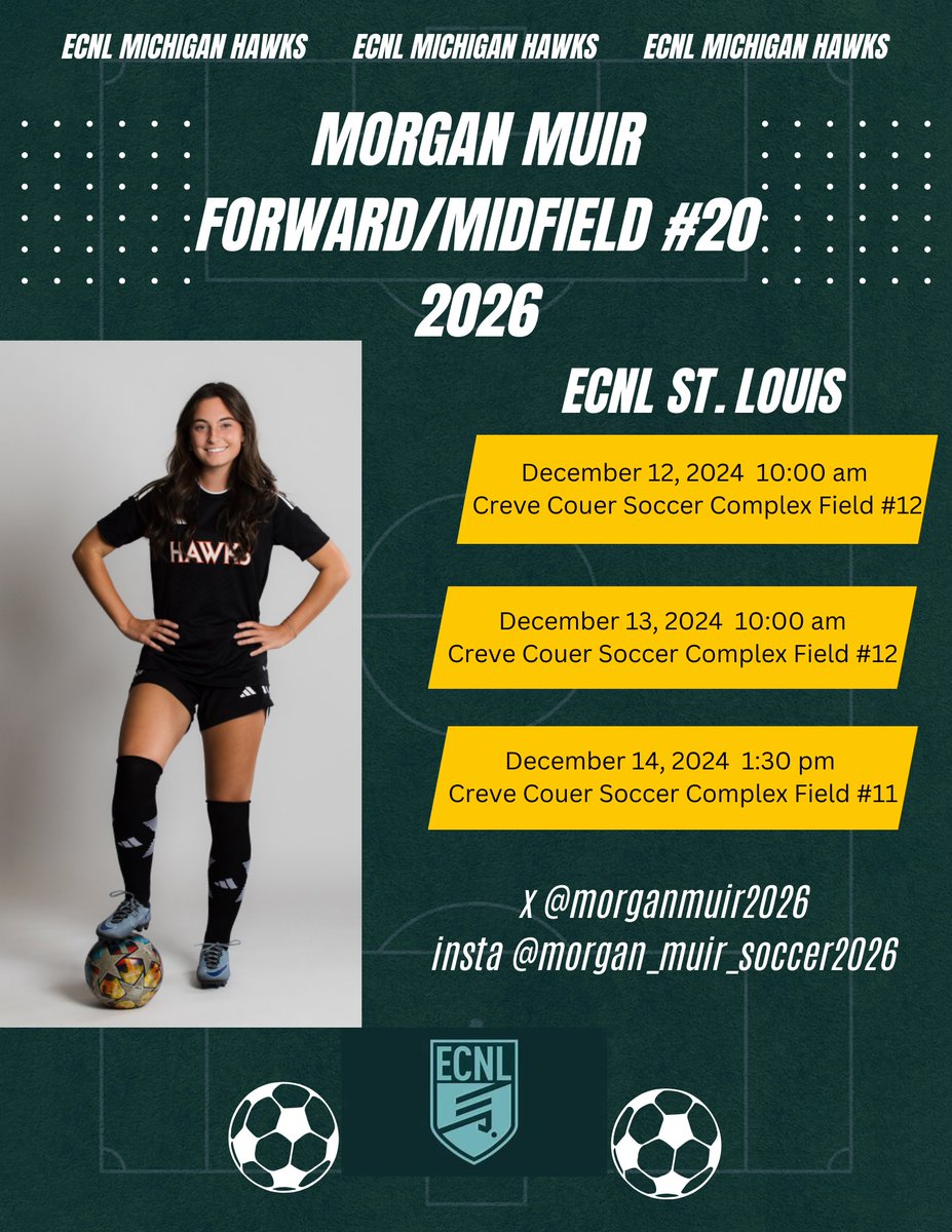 morganmuir2026's tweet photo. Excited to be heading to St. Louis for some high level ECNL soccer matches! ⚽️🔥 @MIHawks1974 @ECNLgirls @ImYouthSoccer @TheSoccerWire @PrepSoccer @TopDrawerSoccer https://t.co/NXenvNDVlF