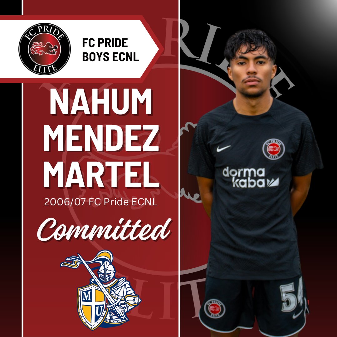 Proudly celebrating the success of our clubmates moving on to the next level.  📈   

Congratulations to <a href="/FCPRIDESOCCER/">FC PRIDE</a> ECNL 06/07 player, Nahum Mendez Martel, on his commitment to Marian University for school and to play soccer!  #GoKnights ⚔️⚽️

<a href="/MarianMSOC/">Marian University Men's Soccer</a> 
<a href="/ECNLboys/">ECNL Boys</a>