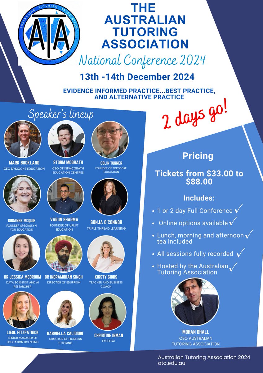 ATA_office's tweet photo. 2 days to go til the 2024 ATA National Conference! 📚🖊💻

Get your tickets here 🎟 - https://t.co/ezBBBtcSWF

#ATA #tutoring #education #conference #food #students https://t.co/jIRw4apMLR