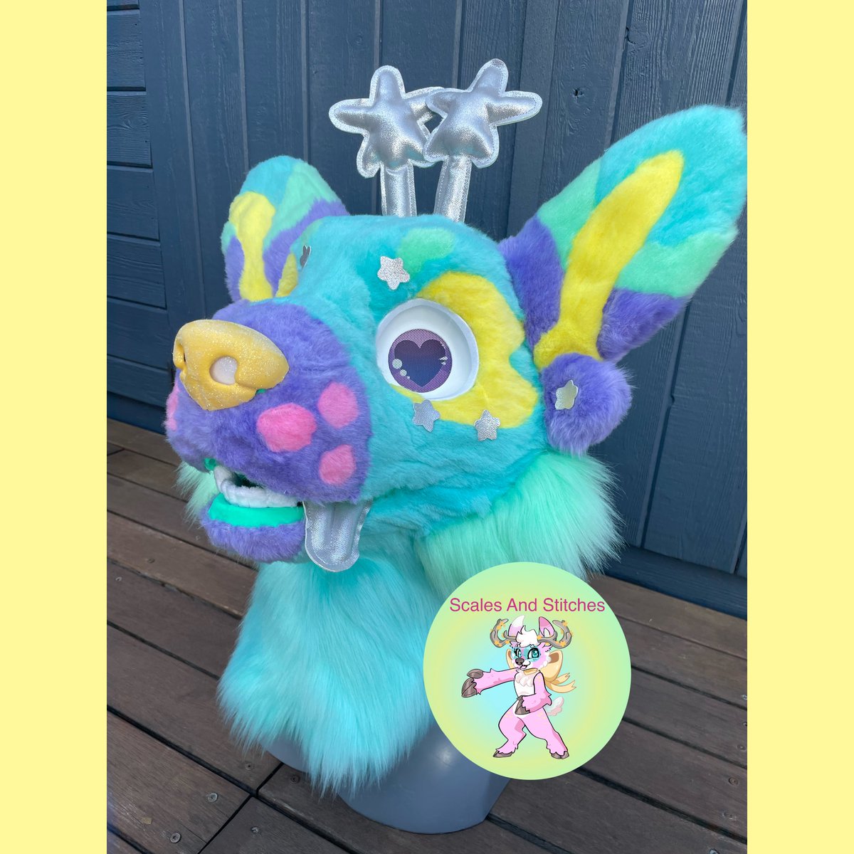 Sparkly_Deer's tweet photo. Finished a new fursuit! 

Alien Canine, this majestic bright fellow is for sale tonight at 5pm AEST (Brisbane) and available for preclaim for my telegram followers 🥳 

#furry #fursuit #fursuitforsale #australianfursuitmaker #fursuitmaker https://t.co/OPtfzhAcUo