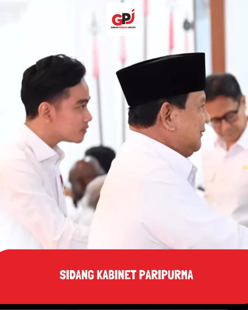 gpj_indonesia's tweet photo. Pesan Presiden Prabowo di Sidang kabinet  Paripurna:  Penghapusan utang UMKM, (petani &amp; nelayan), Kenaikan upah minimum, Diskon tiket pesawat 10% akhir tahun, Produksi pangan melonjak, menuju swasembada2025 Pilkada serentak aman &amp; tertib.
#gibranpenerusjokowi https://t.co/8oAr87MPEx