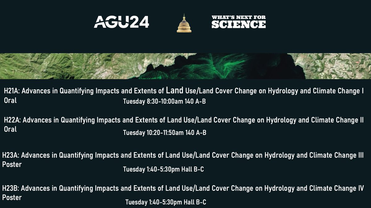 africa_science's tweet photo. At #AGU24? Join us tomorrow bright and early for a marathon on Advances in Quantifying Impacts and Extents of Land Use/Land Cover Change on Hydrology and Climate Change ❗️ https://t.co/e4tiCsBmSy