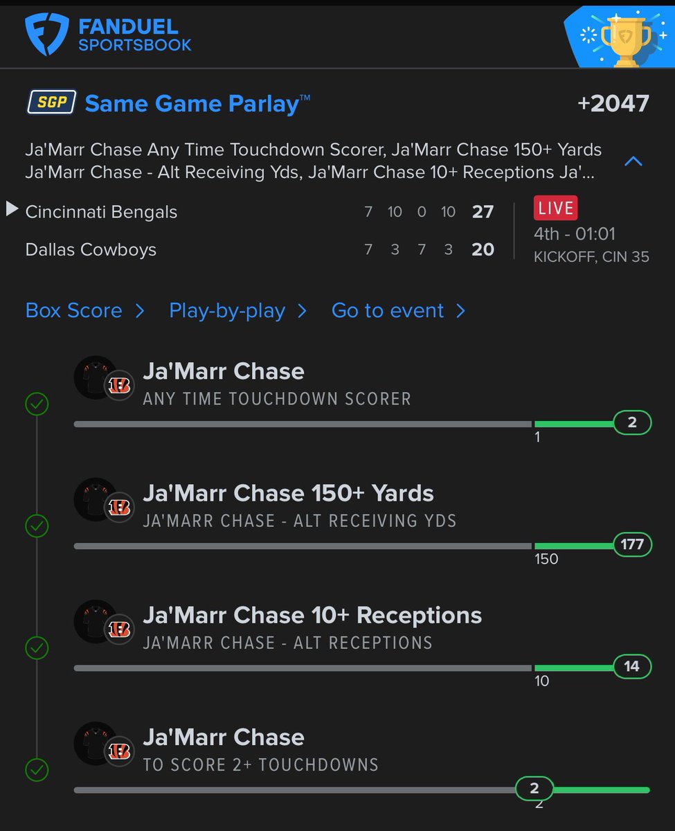 Alex__Monaco's tweet image. JA’MARR CHASE!! That’s the tweet

💥💥💰💰

#WhoDey #2Touchdowns