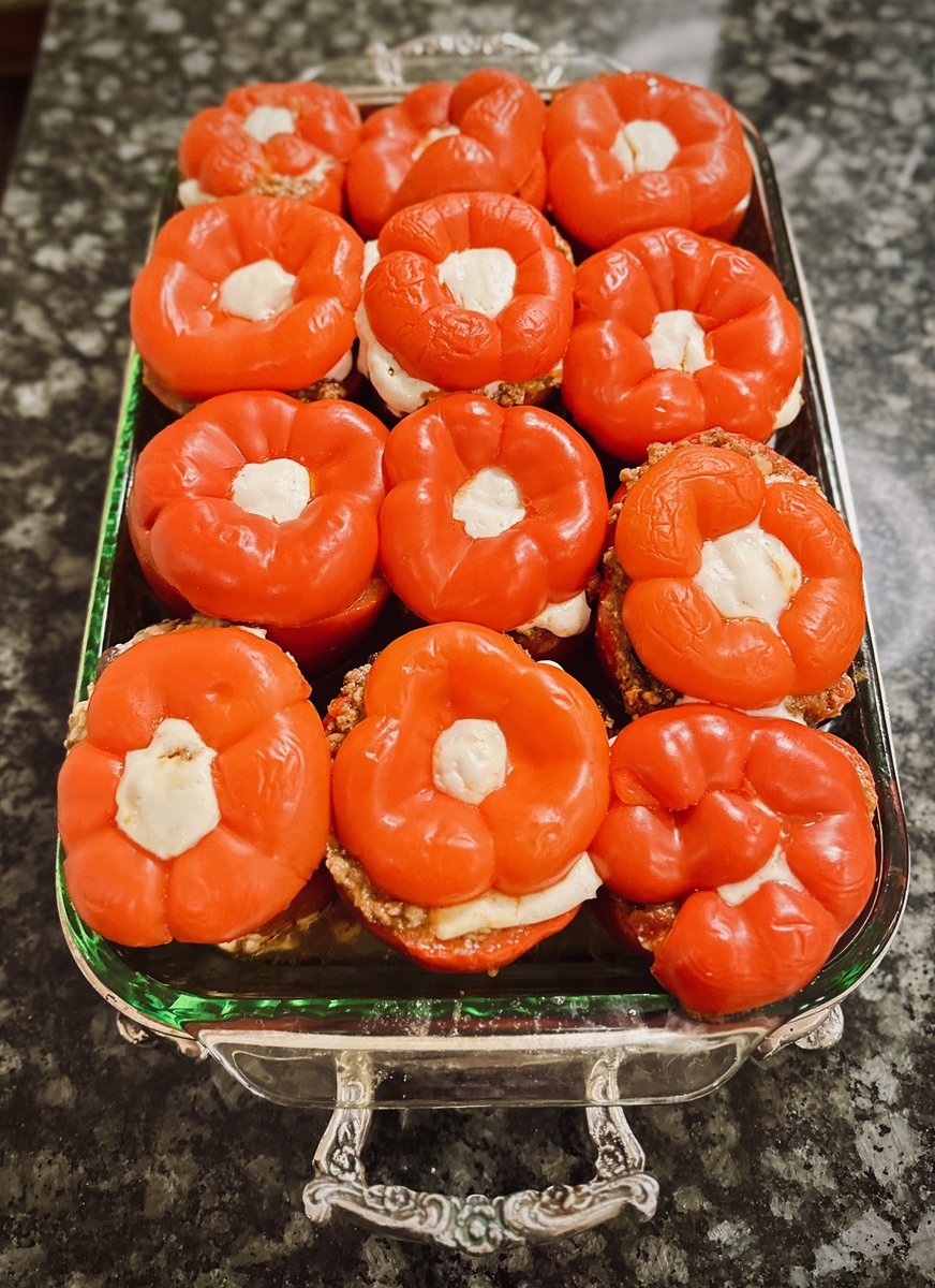 Peruvian Rocoto Relleno ala Tony Custer’s recipe for dinner on Saturday night. Crema de Rocoto on the side and Peruvian style scalloped potatoes. 

Guests included Peruvians who survived ~6 out of 10 heat levels.

cc: <a href="/jalapenomadness/">Spicy Recipes (Chili Pepper Madness)</a>