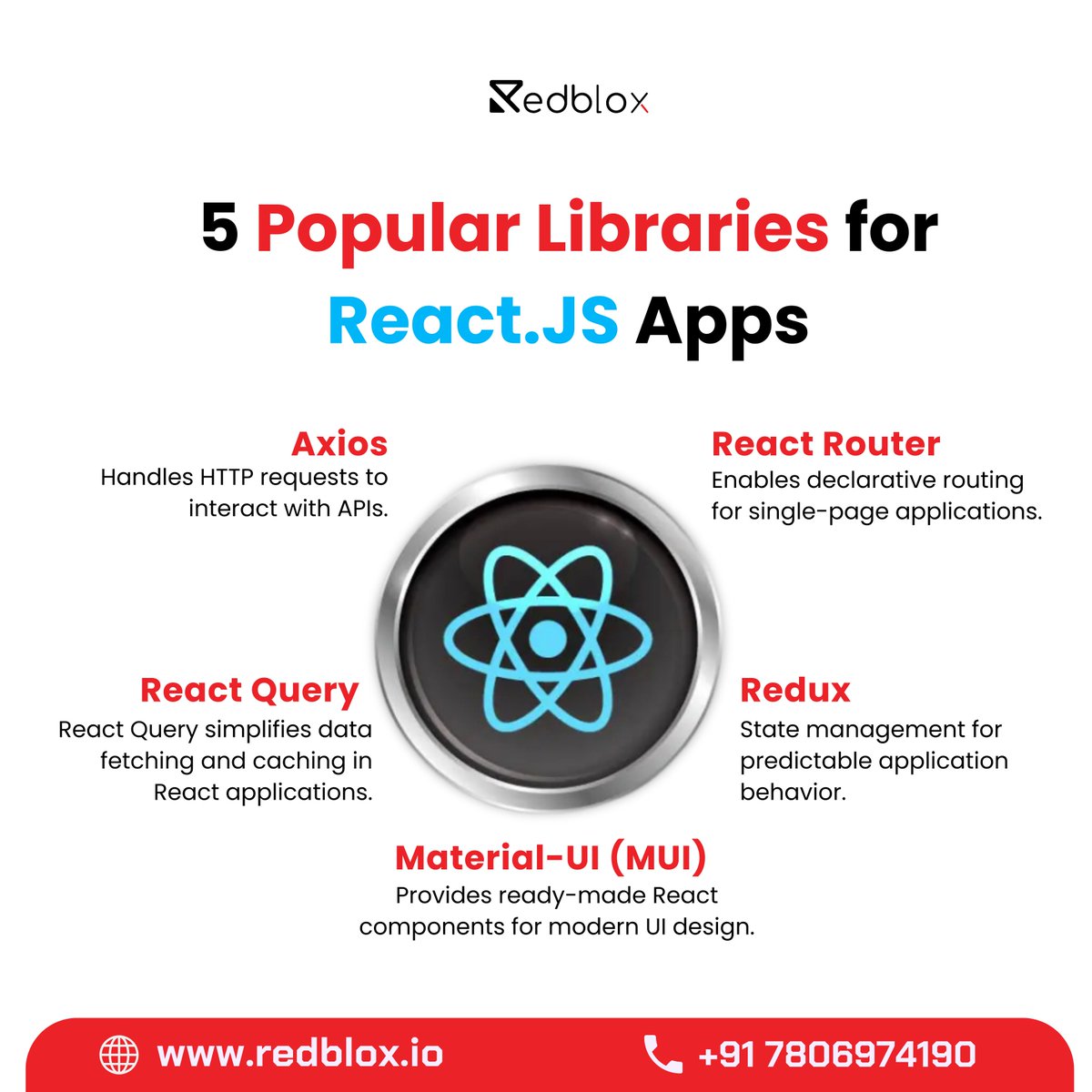 RedBloxIO's tweet image. 💡 Ready to build cutting-edge applications?
Hire our dedicated developers today: redblox.io/contact-us
#ReactJS #WebDevelopment #ReactLibraries #FrontendDevelopment #JavaScript #AppDevelopment #MaterialUI #Redux #DeveloperCommunity #HireDevelopers #RedbloxTechnologies