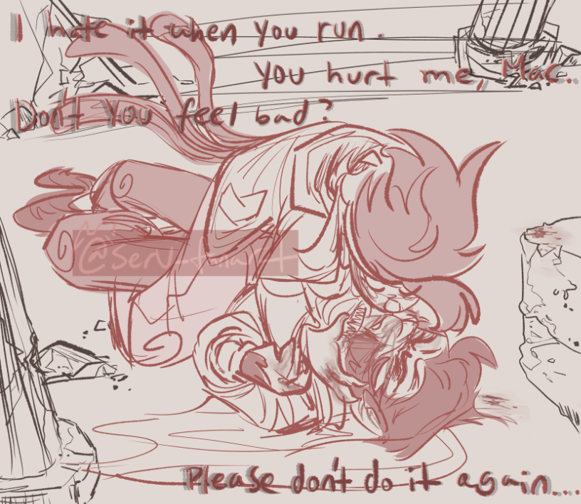 Serv_Fanart's tweet photo. Request 4/10 - Yandere #plumsynoodles ! Apology ver.
cw: bl00d/vi0lence !

He just wants to keep you safe, Macaque, why aren't you thankful? Isn't a peaceful (controlled) life what you wanted? 
#MKXMacaque #SixEaredMacaqueXMK https://t.co/sCVDtKwUGJ