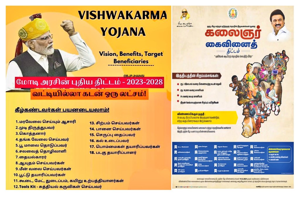 JhansiSavitha's tweet photo. #விஸ்வகர்மா_திட்டம் 

🤡ஸ்டிக்கர் ஒட்டும் #Dravidmodel ⚫🔴

🇮🇳மத்திய அரசு எதை கொண்டு வந்தாலும் அதை எதிர்க்க வேண்டும் என்ற நோக்கத்தில் செயல்படும் திறனற்ற திமுக அரசு, மத்திய அரசு கொண்டு வந்த விஸ்வகர்மா திட்டத்தை எதிர்த்து தடை செய்தது🤔 
(1/2) https://t.co/Wcnzh76ZtQ