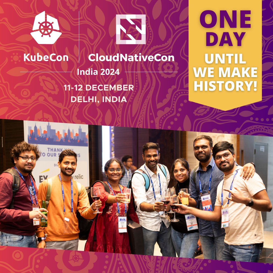 CloudNativeFdn's tweet photo. #KubeCon + #CloudNativeCon India starts tomorrow in Delhi! 2 days of #CloudNative learning &amp; networking with 650+ companies represented. #AI, #Security, #PlatformEngineering &amp; more await. See you soon! https://t.co/tD2KQXu1y4