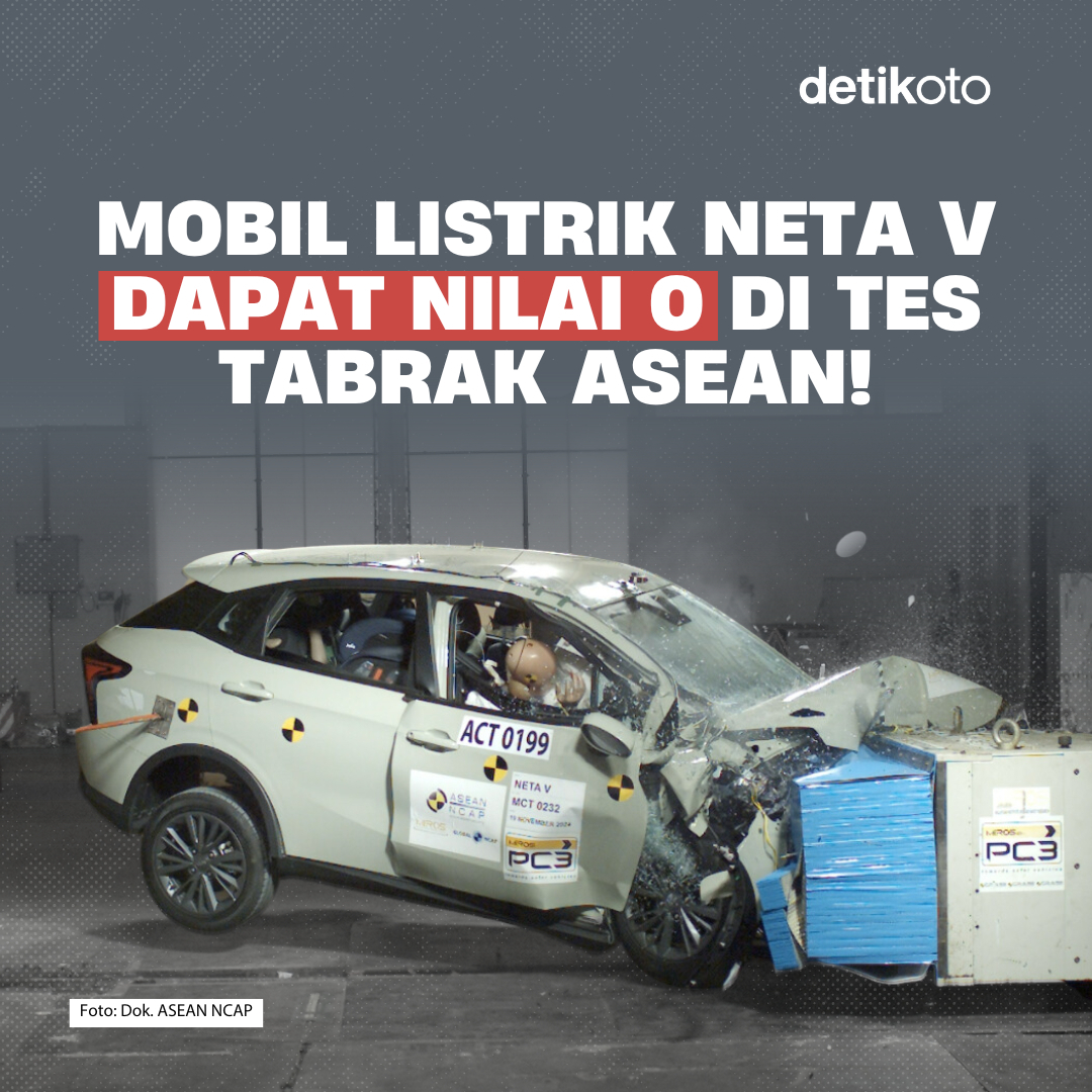 detikoto's tweet photo. Mobil listrik Neta V gagal total dalam uji tabrak ASEAN NCAP (New Car Assessment Program for Southeast Asian Countries), dengan skor nol besar! ❌⁣
⁣
Pendapat kalian, detikers? 👀⁣
⁣
#NetaV #KendaraanListrik #detikoto https://t.co/pGE3QMUEsZ