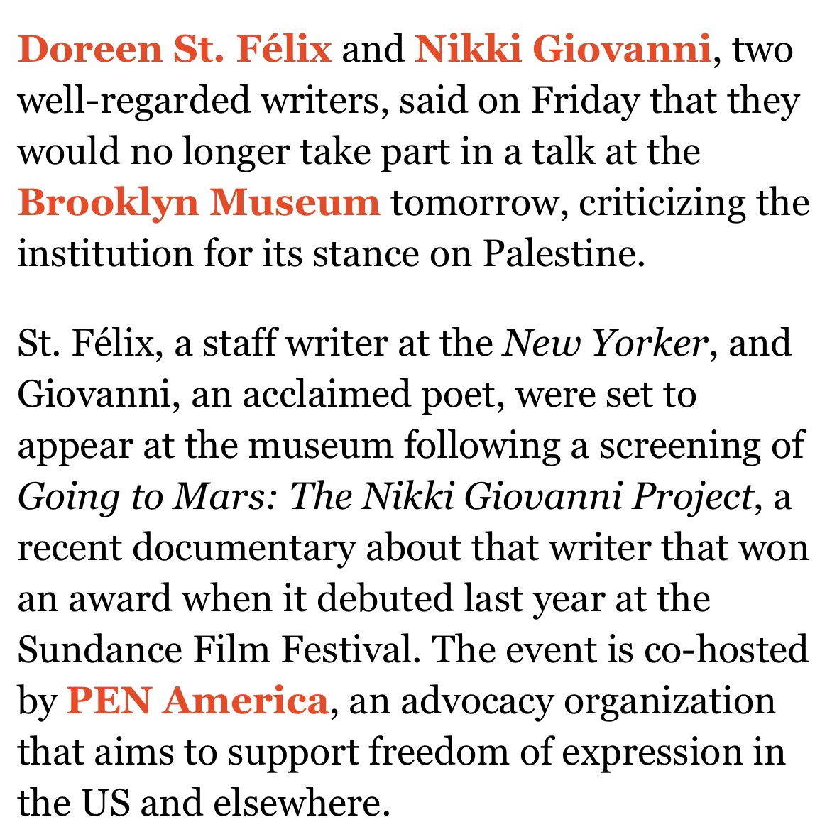 SanaSaeed's tweet photo. The giant poet Nikki Giovanni has passed away. While the obituaries and tributes pour in, let’s not forget that one of her last acts was to stand in support of Palestinians and in explicit condemnation of their genocide, against two big U.S. cultural institutions. https://t.co/npUSm0BYEC