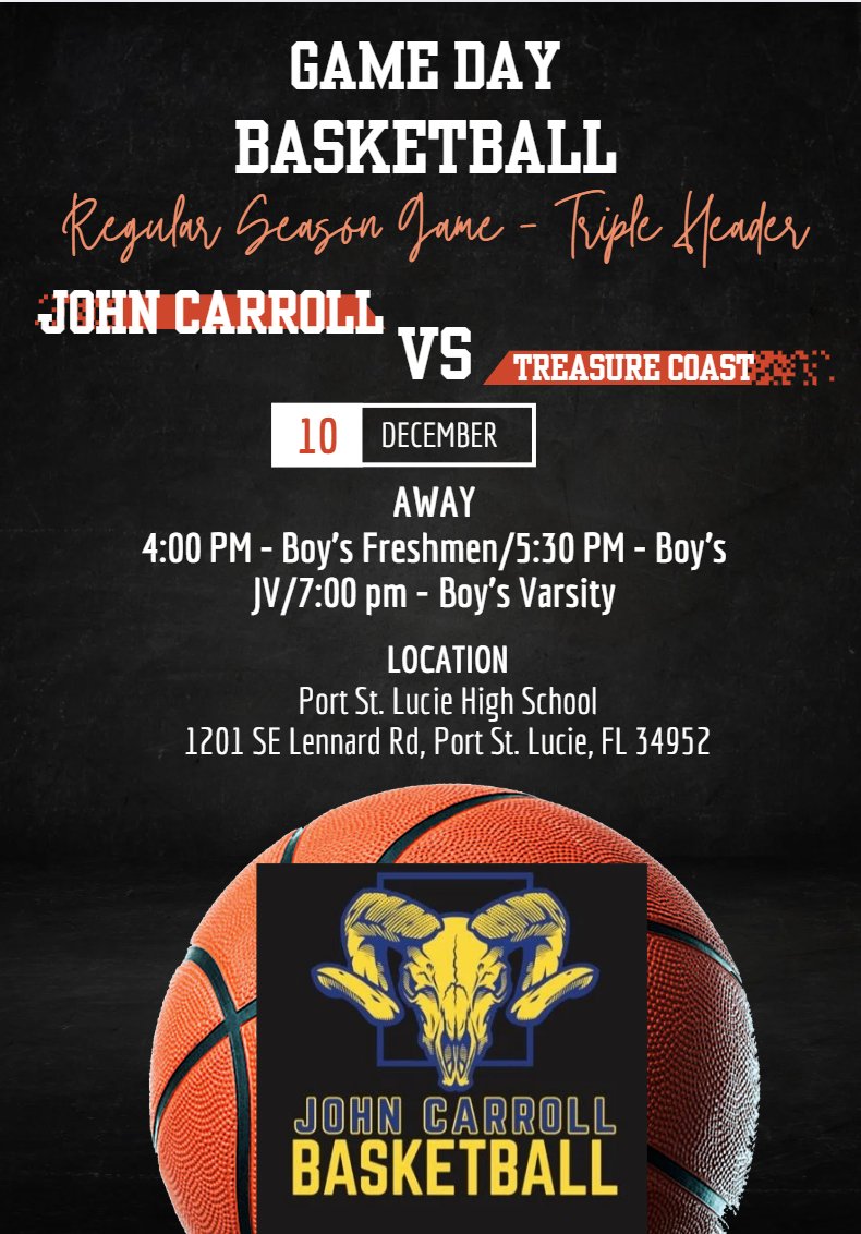 John Carroll HS Men’s Basketball (@jchs_hoops) on Twitter photo It’s Game Day! Boy’s Freshmen, JV, and Varsity will be the ROAD to take on Treasure Coast HS. <a href="/JohnCarrollHS/">John Carroll High School</a> <a href="/JCGoldenRams/">John Carroll</a> <a href="/jhebb21/">jimmy hebb</a>
<a href="/HenRoc01/">Henroc</a> <a href="/ajeffersonjr/">Alphonso Jefferson, Jr.</a> <a href="/ashton_b4l/">Ashton Singleton</a>
<a href="/MaxPreps/">MaxPreps</a> <a href="/EraPrep/">New Era Prep</a> <a href="/prephoopsfl/">Prep Hoops Florida</a>
<a href="/TCPalmPrepZone/">TCPalm PrepZone</a> <a href="/HSSportsFL/">HSSportsFlorida</a> It’s Game Day! Boy’s Freshmen, JV, and Varsity will be the ROAD to take on Treasure Coast HS. <a href="/JohnCarrollHS/">John Carroll High School</a> <a href="/JCGoldenRams/">John Carroll</a> <a href="/jhebb21/">jimmy hebb</a>
<a href="/HenRoc01/">Henroc</a> <a href="/ajeffersonjr/">Alphonso Jefferson, Jr.</a> <a href="/ashton_b4l/">Ashton Singleton</a>
<a href="/MaxPreps/">MaxPreps</a> <a href="/EraPrep/">New Era Prep</a> <a href="/prephoopsfl/">Prep Hoops Florida</a>
<a href="/TCPalmPrepZone/">TCPalm PrepZone</a> <a href="/HSSportsFL/">HSSportsFlorida</a>