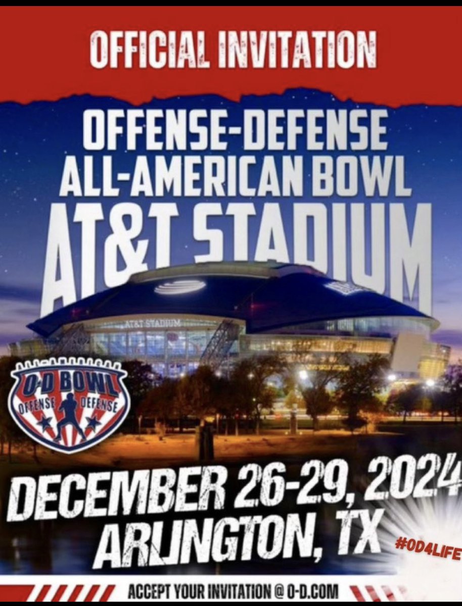 Proud to receive my official invitation to offense-defense ALL AMERICAN BOWL GAME!!  <a href="/STHS_Football/">The Santa Teresa High School Football Team</a> #OD4Life