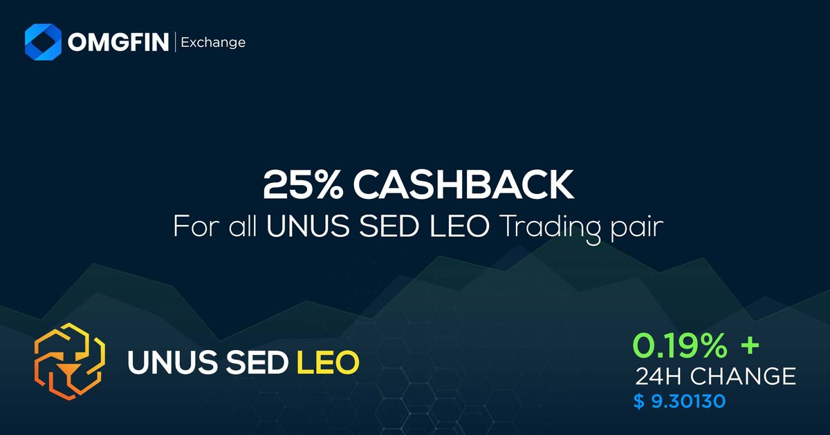 For this day, the Biggest riser coin is UNUS SED LEO, its rise up 0.19%. Get 25% cashback on trading fees at OMGFIN for all UNUS SED LEO trading pairs.

@CoinGecko <a href="/CoinMarketCap/">CoinMarketCap</a> #UNUSSEDLEO #Leo