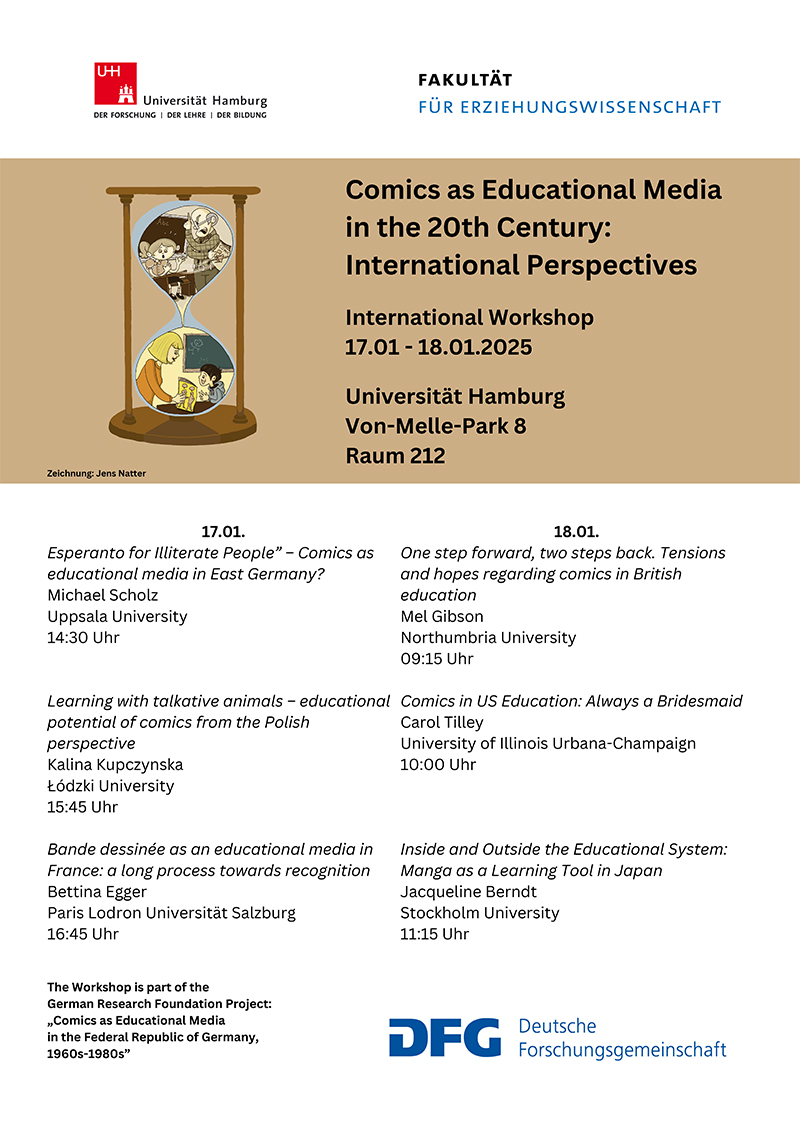 Workshop „Comics as Educational Media in the 20th Century: International Perspectives“ 17.01.2025 - 18.01.2025 Universität Hamburg, Von-Melle-Park 8 Raum 212 comicgesellschaft.de/2024/12/09/wor…