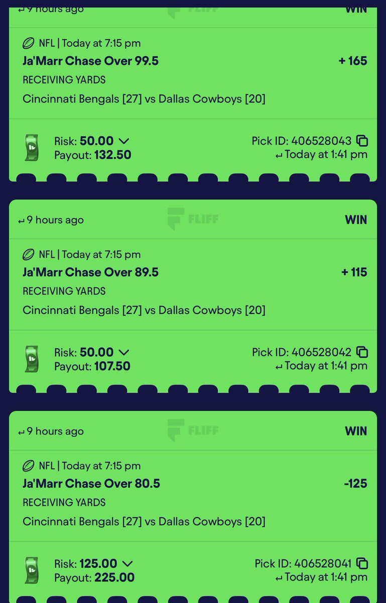 parlayxpapi's tweet photo. CHASE RESPECTS COIN โ
CASH BOTH LADDERS ๐ค
https://t.co/BpcvuM39S5
#GamblingX #NFL #PlayerProps #ParlayxPapi #BaneSquad https://t.co/vMM91odKCP