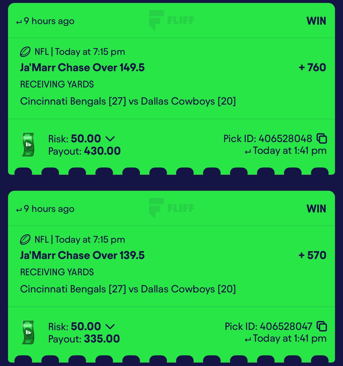 parlayxpapi's tweet photo. CHASE RESPECTS COIN โ
CASH BOTH LADDERS ๐ค
https://t.co/BpcvuM39S5
#GamblingX #NFL #PlayerProps #ParlayxPapi #BaneSquad https://t.co/vMM91odKCP