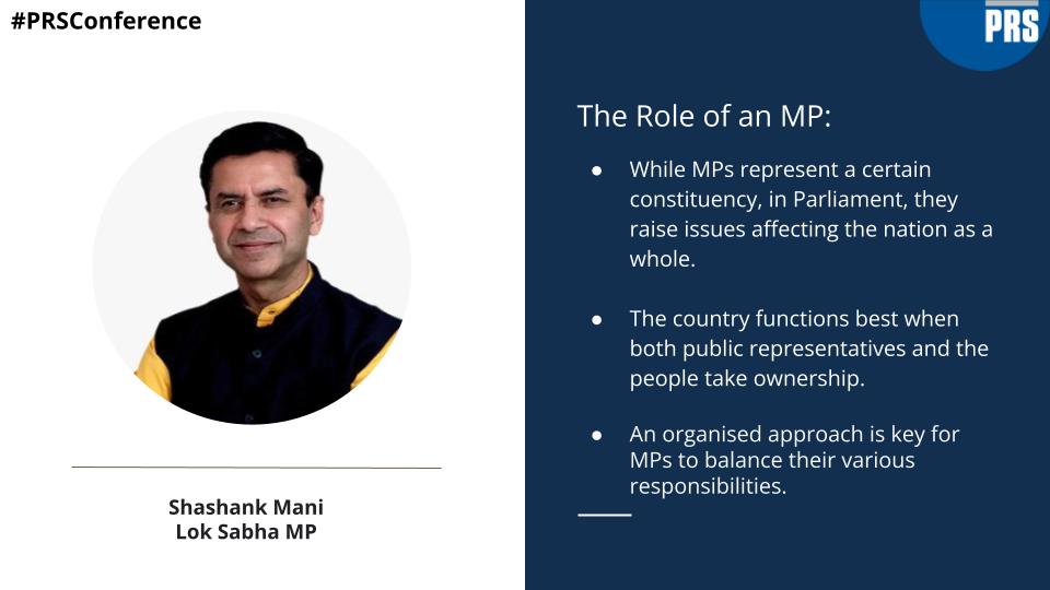 PRSLegislative's tweet photo. @shashankmanibjp
on the Role of an MP at #PRSConference https://t.co/Eh5DbhiZlw