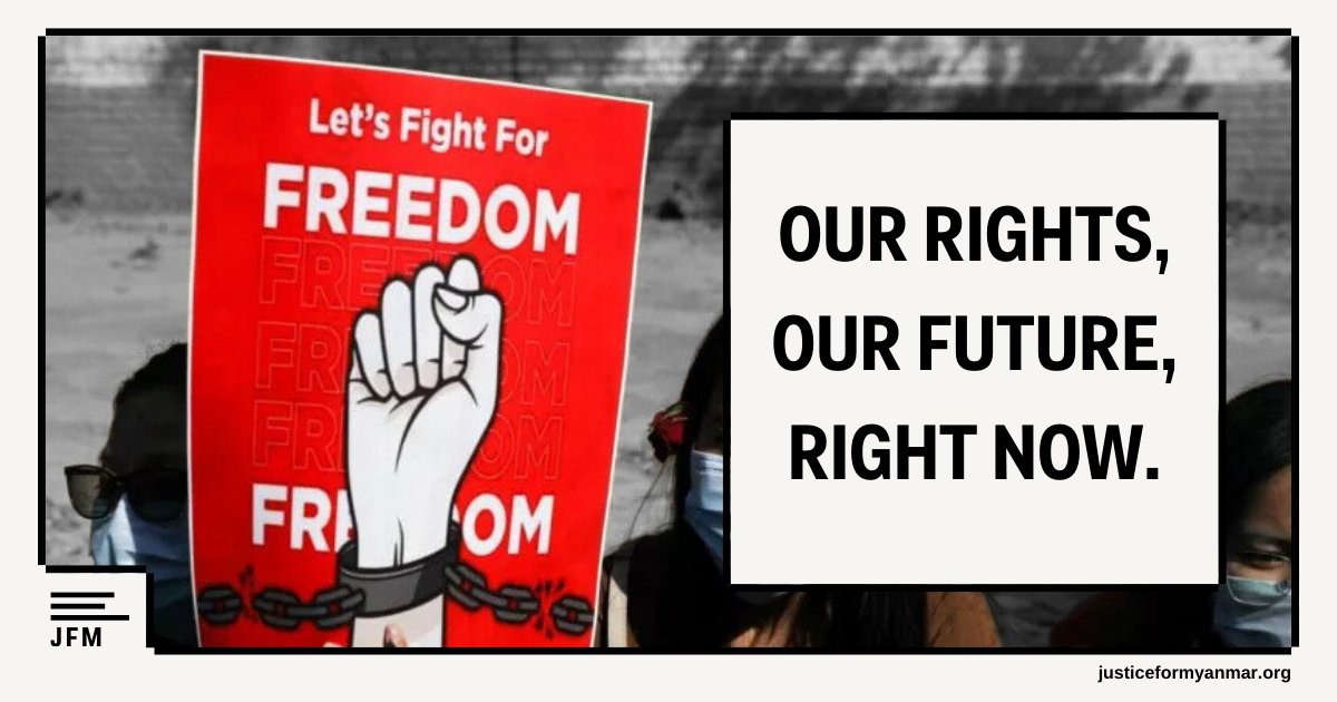 JusticeMyanmar's tweet photo. Stand in solidarity with the people of Myanmar on #HumanRightsDay. Time to act is NOW!
✅ Business must ensure they are not funding oppression.
✅ Governments must act to stop atrocity crimes.
Together, let's dismantle the #Myanmar military junta 🌏✊ #EndImpunity https://t.co/CIOPPMKcw8